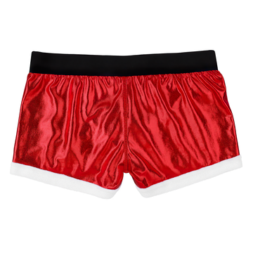 Red Men's Novelty Santa Claus Tight Boxer Shorts / Faux Leather Christmas Cosplay Costume - EVE's SECRETS